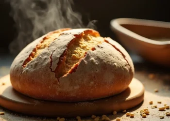 Your easy sourdough bread recipe with a perfectly golden crust, ready to enjoy.